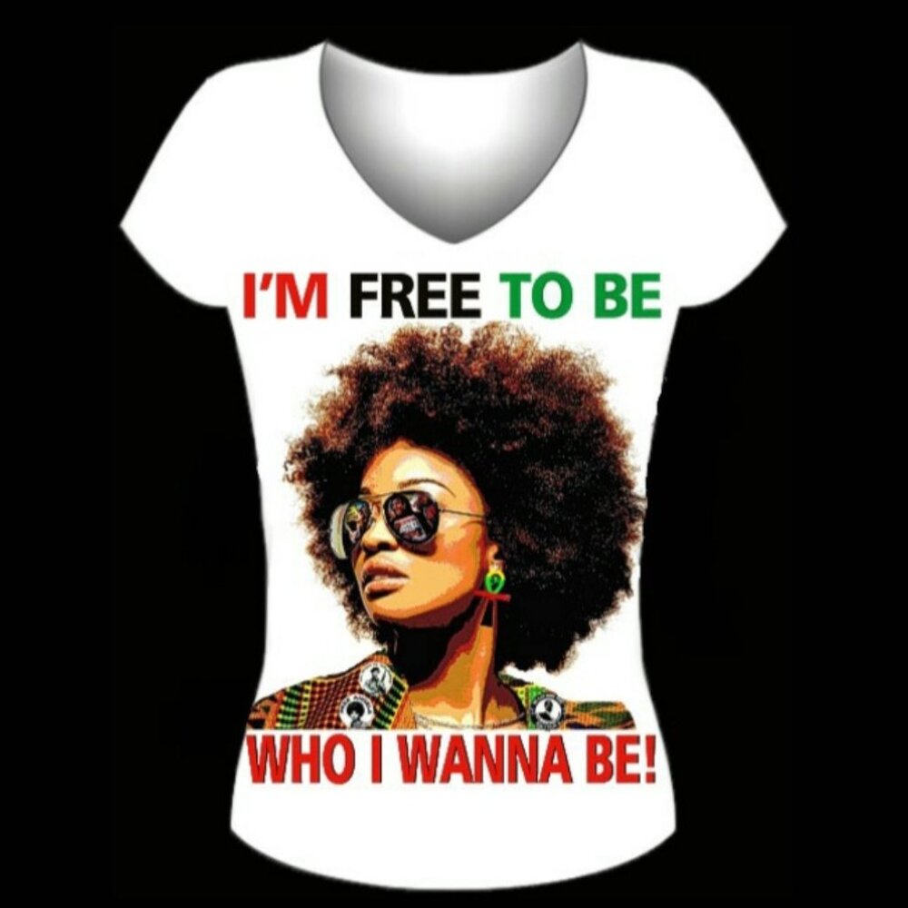 I am Free to Be Who I Wanna Be White Fitted White V Neck Tshirt